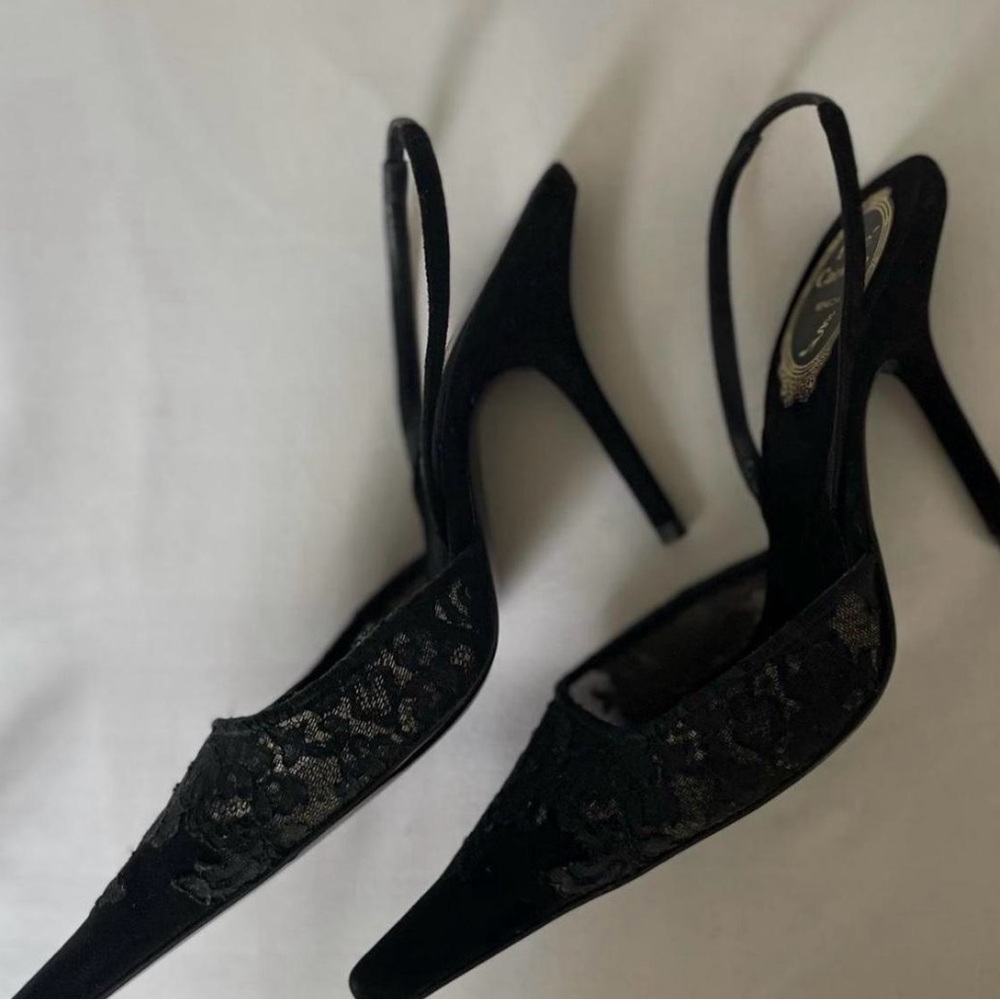 Rene Caovilla Black Lace Women's Heels - Picture 2 of 4